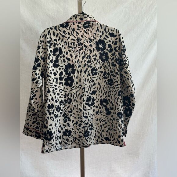 PJ Salvage Women’s Size Small Pajama Top Cotton Floral Leopard Print - Picture 6 of 6